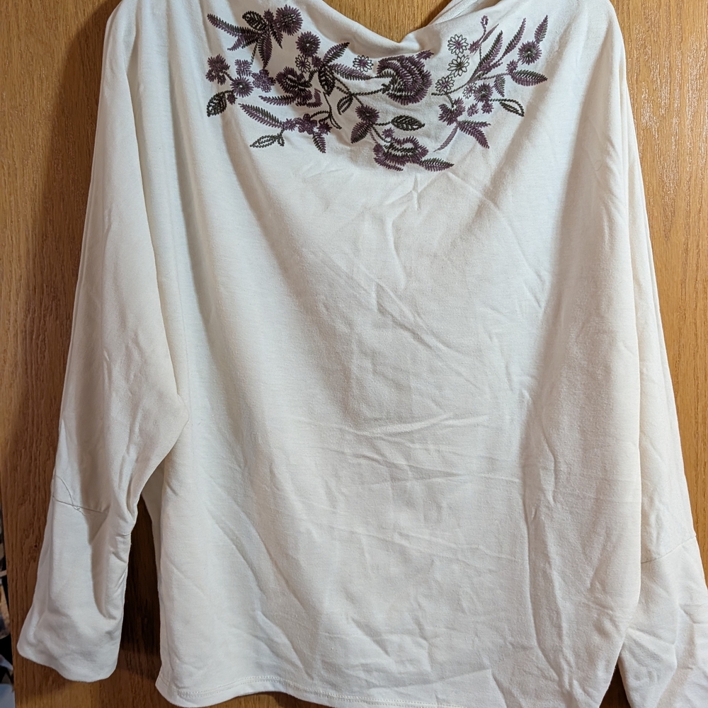 Embroidered Cream Women's Top